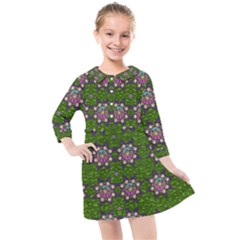 Star Over The Healthy Sacred Nature Ornate And Green Kids  Quarter Sleeve Shirt Dress by pepitasart