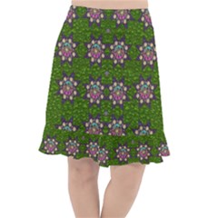 Star Over The Healthy Sacred Nature Ornate And Green Fishtail Chiffon Skirt by pepitasart