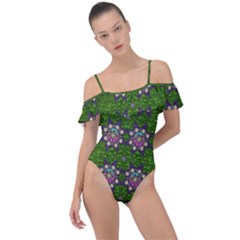 Star Over The Healthy Sacred Nature Ornate And Green Frill Detail One Piece Swimsuit by pepitasart