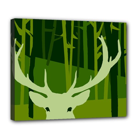 Forest Deer Tree Green Nature Deluxe Canvas 24  X 20  (stretched)