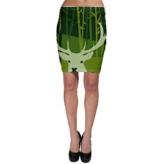 Forest Deer Tree Green Nature Bodycon Skirt