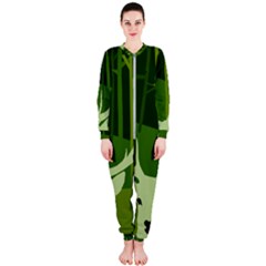 Forest Deer Tree Green Nature Onepiece Jumpsuit (ladies)  by HermanTelo