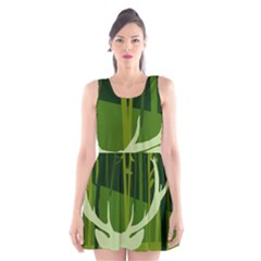 Forest Deer Tree Green Nature Scoop Neck Skater Dress