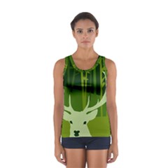 Forest Deer Tree Green Nature Sport Tank Top 