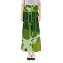 Forest Deer Tree Green Nature Full Length Maxi Skirt