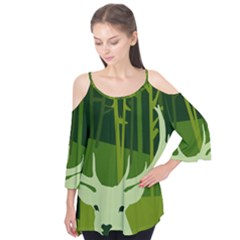 Forest Deer Tree Green Nature Flutter Tees