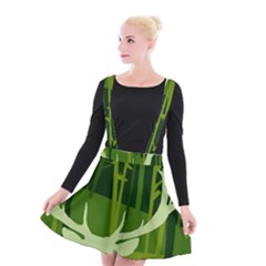 Forest Deer Tree Green Nature Suspender Skater Skirt