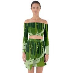 Forest Deer Tree Green Nature Off Shoulder Top With Skirt Set by HermanTelo