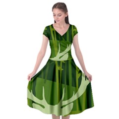 Forest Deer Tree Green Nature Cap Sleeve Wrap Front Dress