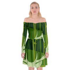 Forest Deer Tree Green Nature Off Shoulder Skater Dress