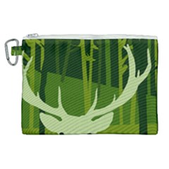 Forest Deer Tree Green Nature Canvas Cosmetic Bag (xl)