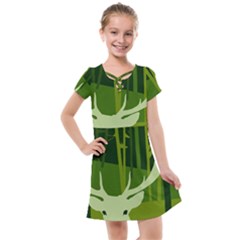 Forest Deer Tree Green Nature Kids  Cross Web Dress