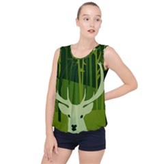 Forest Deer Tree Green Nature Bubble Hem Chiffon Tank Top by HermanTelo