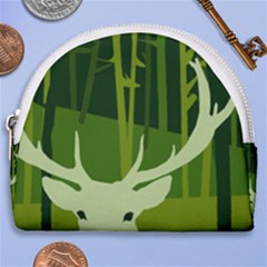 Forest Deer Tree Green Nature Horseshoe Style Canvas Pouch