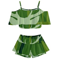 Forest Deer Tree Green Nature Kids  Off Shoulder Skirt Bikini by HermanTelo