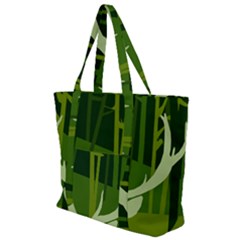 Forest Deer Tree Green Nature Zip Up Canvas Bag