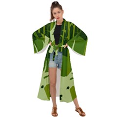 Forest Deer Tree Green Nature Maxi Kimono by HermanTelo