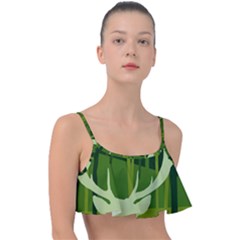 Forest Deer Tree Green Nature Frill Bikini Top by HermanTelo