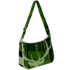 Forest Deer Tree Green Nature Zip Up Shoulder Bag