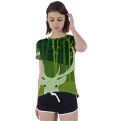 Forest Deer Tree Green Nature Short Sleeve Foldover Tee