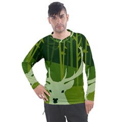 Forest Deer Tree Green Nature Men s Pique Long Sleeve Tee