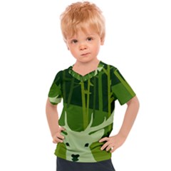 Forest Deer Tree Green Nature Kids  Sports Tee