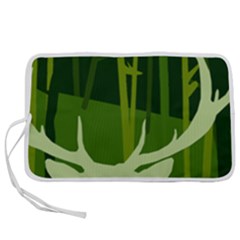 Forest Deer Tree Green Nature Pen Storage Case (m)