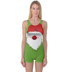 Santa Claus Hat Christmas One Piece Boyleg Swimsuit by Mariart