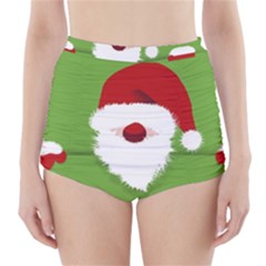 Santa Claus Hat Christmas High-waisted Bikini Bottoms by Mariart