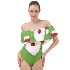 Santa Claus Hat Christmas Off Shoulder Velour Bodysuit  by Mariart