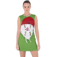 Santa Claus Hat Christmas Lace Up Front Bodycon Dress by Mariart