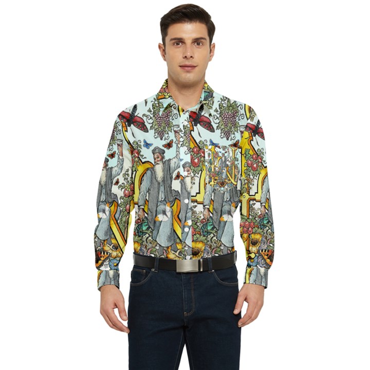 The Illustrated Alphabet - N - by LaRenard Men s Long Sleeve Pocket Shirt 