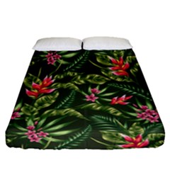 Tropical Flowers Fitted Sheet (queen Size) by goljakoff