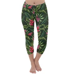 Tropical Flowers Capri Winter Leggings  by goljakoff