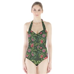 Tropical Flowers Halter Swimsuit by goljakoff