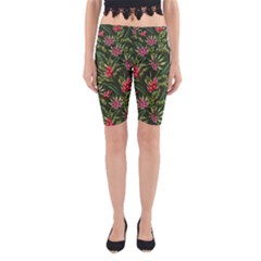 Tropical Flowers Yoga Cropped Leggings by goljakoff