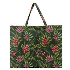 Tropical Flowers Zipper Large Tote Bag by goljakoff