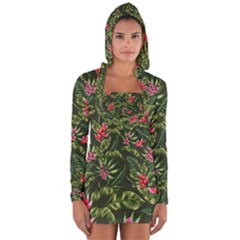 Tropical Flowers Long Sleeve Hooded T-shirt by goljakoff