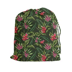 Tropical Flowers Drawstring Pouch (2xl) by goljakoff