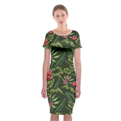 Tropical Flowers Classic Short Sleeve Midi Dress by goljakoff