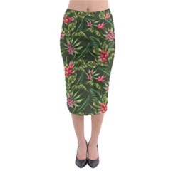 Tropical Flowers Midi Pencil Skirt by goljakoff