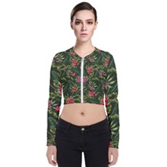 Tropical Flowers Long Sleeve Zip Up Bomber Jacket by goljakoff