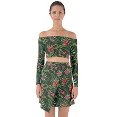 Tropical Flowers Off Shoulder Top With Skirt Set by goljakoff