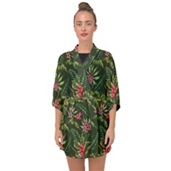 Tropical Flowers Half Sleeve Chiffon Kimono by goljakoff