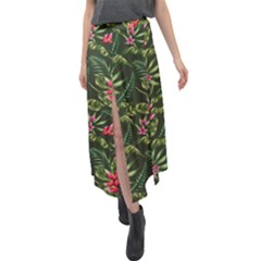 Tropical Flowers Velour Split Maxi Skirt by goljakoff