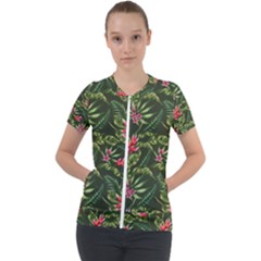 Tropical Flowers Short Sleeve Zip Up Jacket by goljakoff