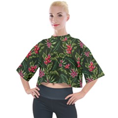 Tropical Flowers Mock Neck Tee by goljakoff