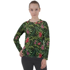 Tropical Flowers Women s Long Sleeve Raglan Tee