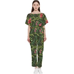 Tropical Flowers Batwing Lightweight Jumpsuit by goljakoff