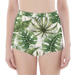 Green Leaves High-waisted Bikini Bottoms